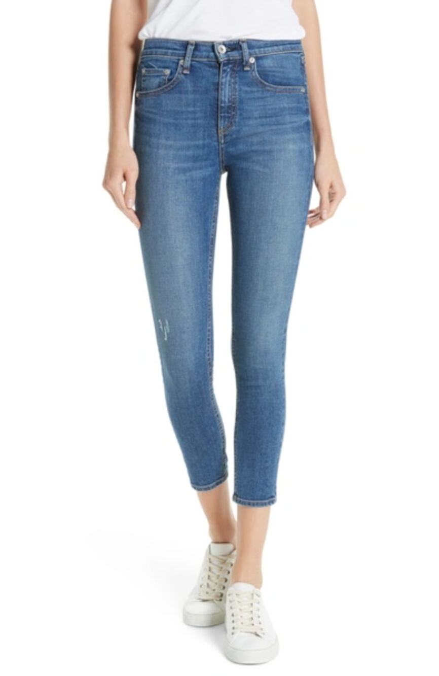 Rag & Bone High Rise Ankle Skinny Jeans El Medium Wash Blue 5-Pocket Stretch 27